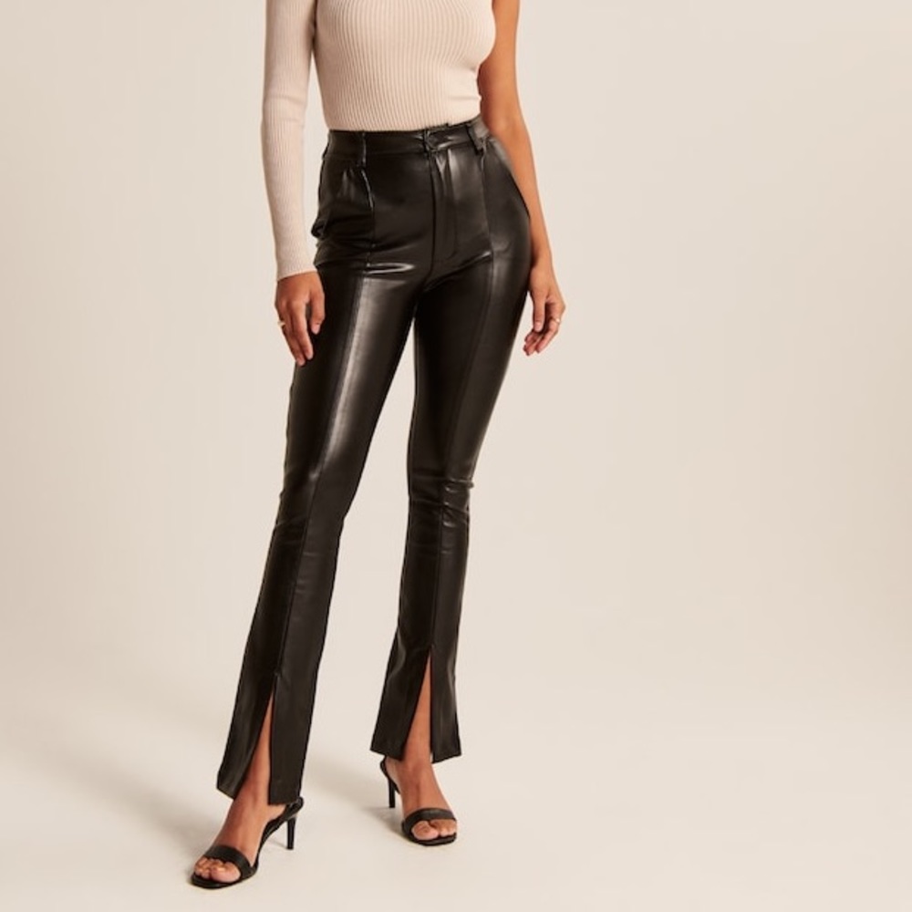 Abercrombie Vegan Leather Split-Hem Pants